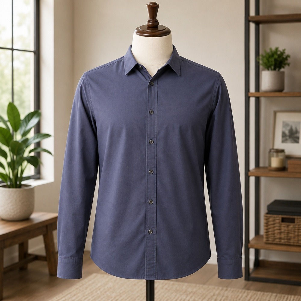 Beverly Hills Polo Club Button Down Mens XL Navy Blue Geometric Micro Print L/S